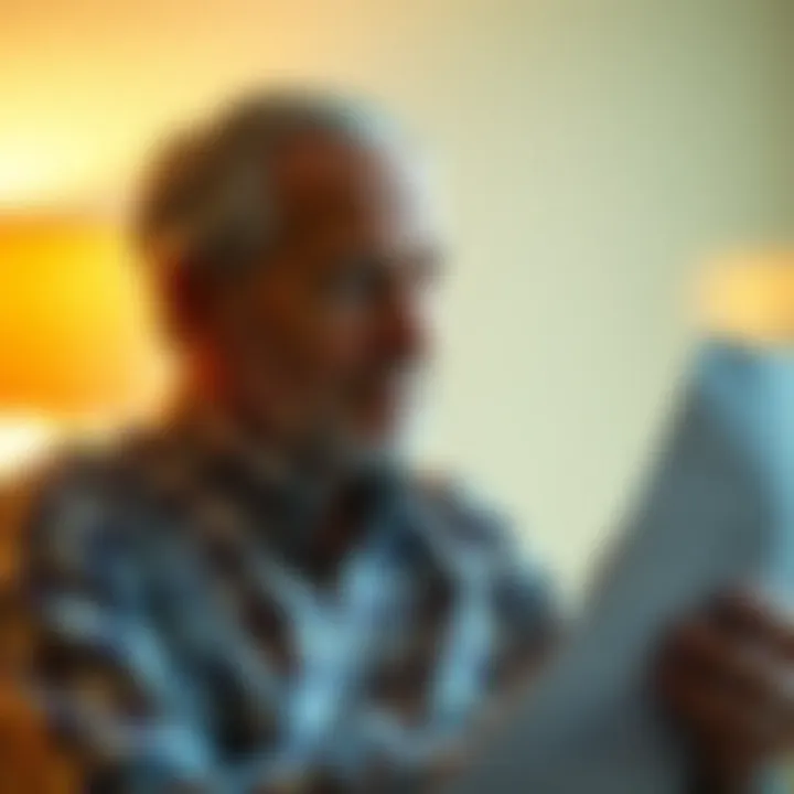 A thoughtful individual reviewing insurance options, embodying choice and reflection