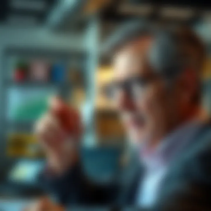 Financial Planner Assessing Retirement Options Illustration of a financial planner assessing retirement options