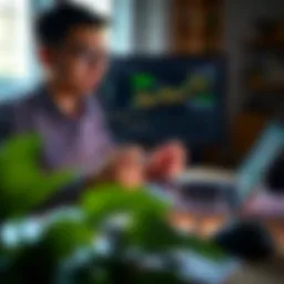 A person analyzing financial data on a laptop