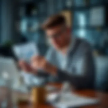 A financial expert analyzing various CDs on a laptop