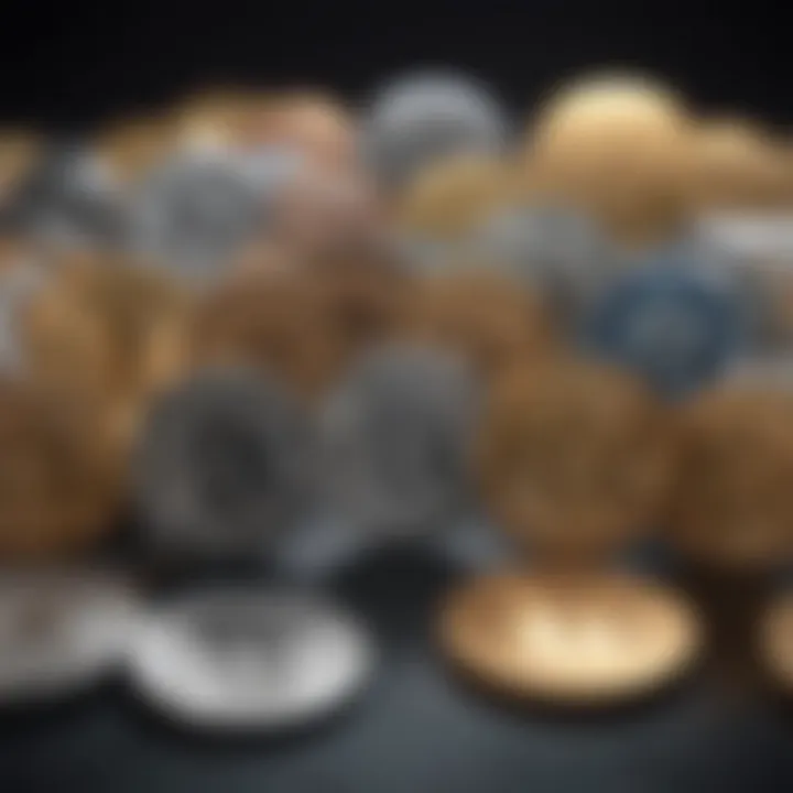 An infographic displaying various types of cryptocurrencies and their categories