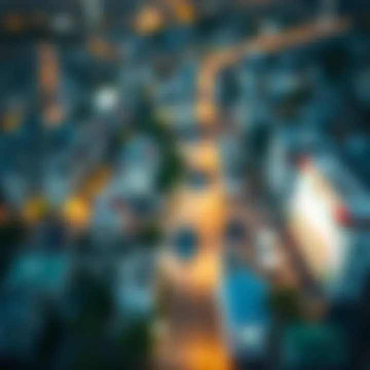 Aerial view of a bustling real estate market