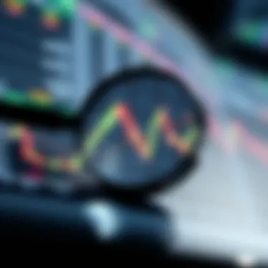 A magnifying glass over a stock chart symbolizing diligent research