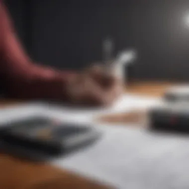 A person analyzing financial documents with a calculator