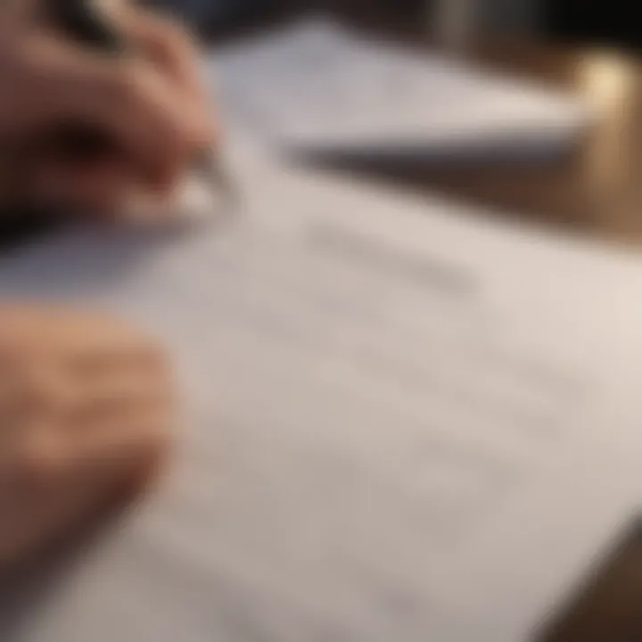 A hand holding a pen over a loan application form