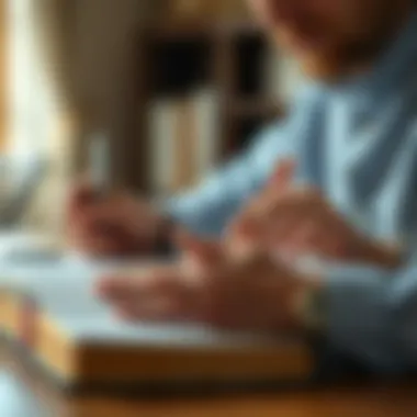 Engaging with Investment Knowledge A close-up of a person writing notes from a financial book