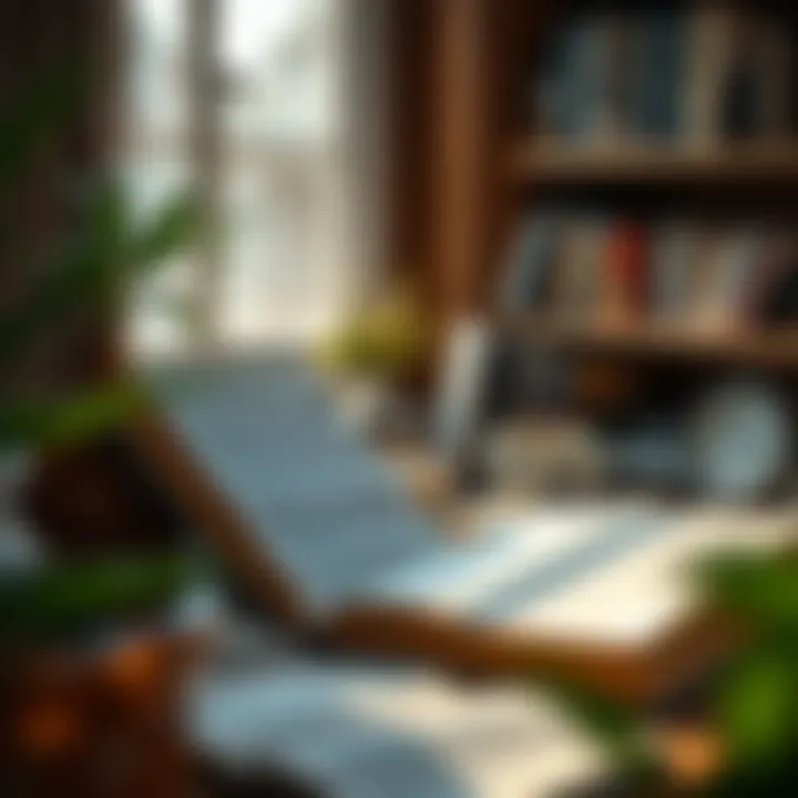 Invest in Knowledge A serene reading nook with an investment book and a cup of coffee
