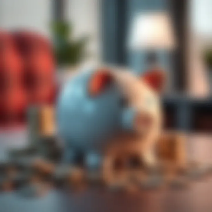 The Art of Saving Money Concept of saving money depicted with a piggy bank and coins