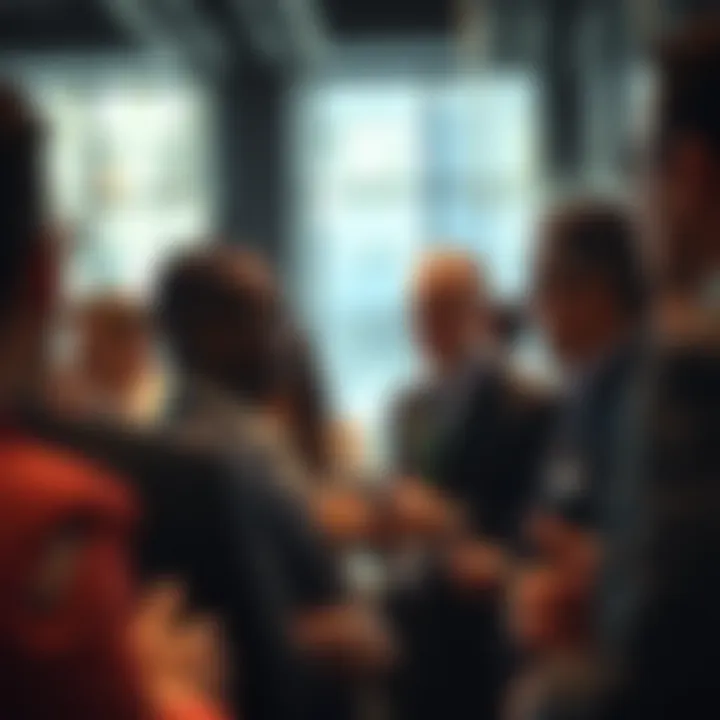 Engaging in Professional Networking A networking event with professionals engaged in discussions