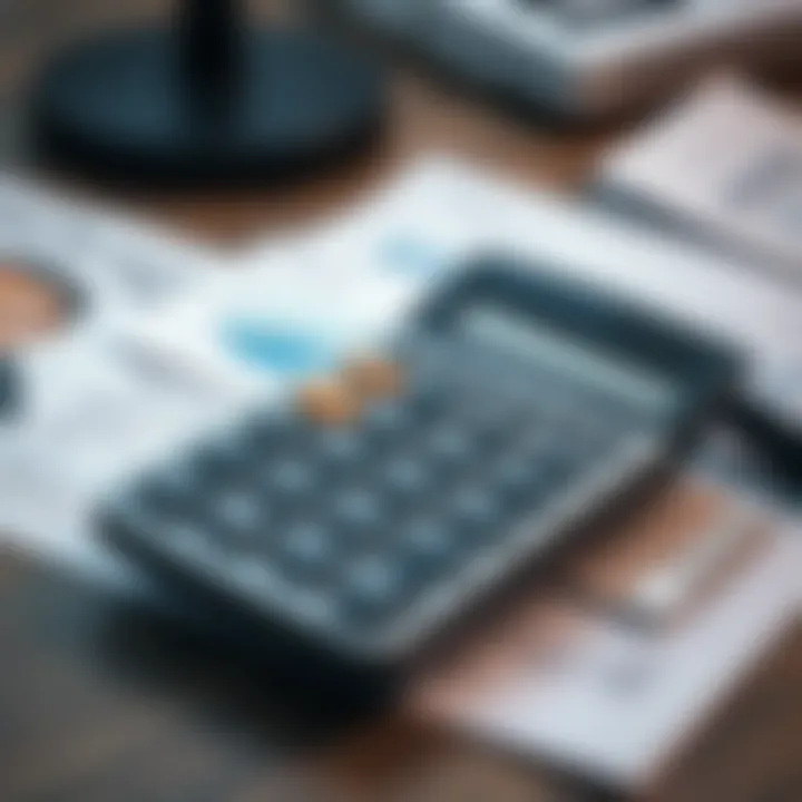 Calculating Refinancing Costs Calculator on a desk with mortgage-related papers