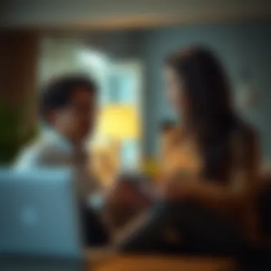Couple Discussing Financial Options Illustration of a couple discussing finances