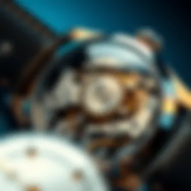 A detailed close-up of a watch with intricate mechanical parts.