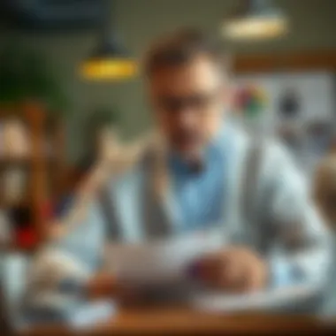 Financial expert analyzing credit card features and benefits