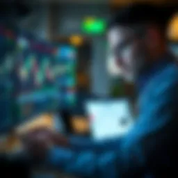 Day trader analyzing charts on a digital platform