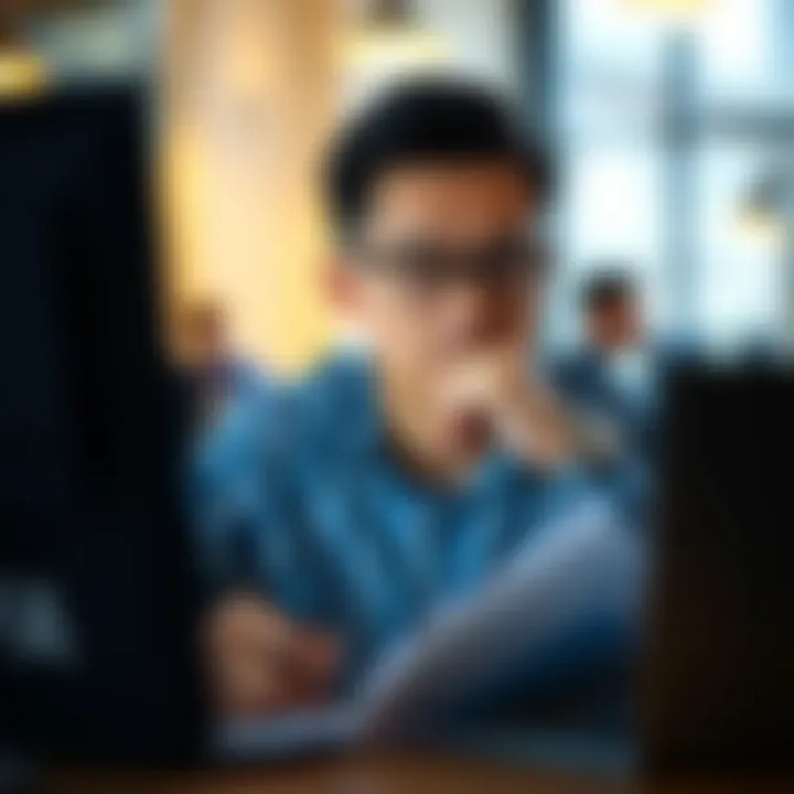 Focused CFA Candidate Candidate studying for the CFA exam with focused determination